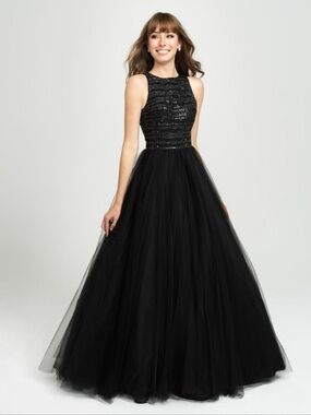 Size 30 Black High Neck Ballgown By Madison James NWT